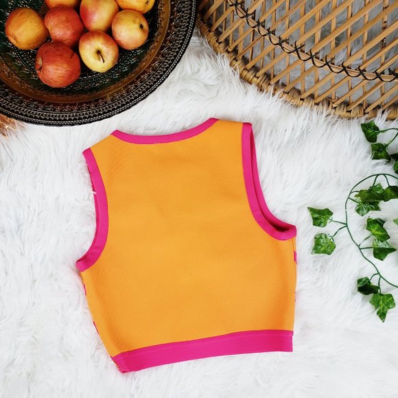 The Girlcode bandage mesh v-neck crop top in colorblock UK 8 US 4 EU 36 - Picture 3 of 3